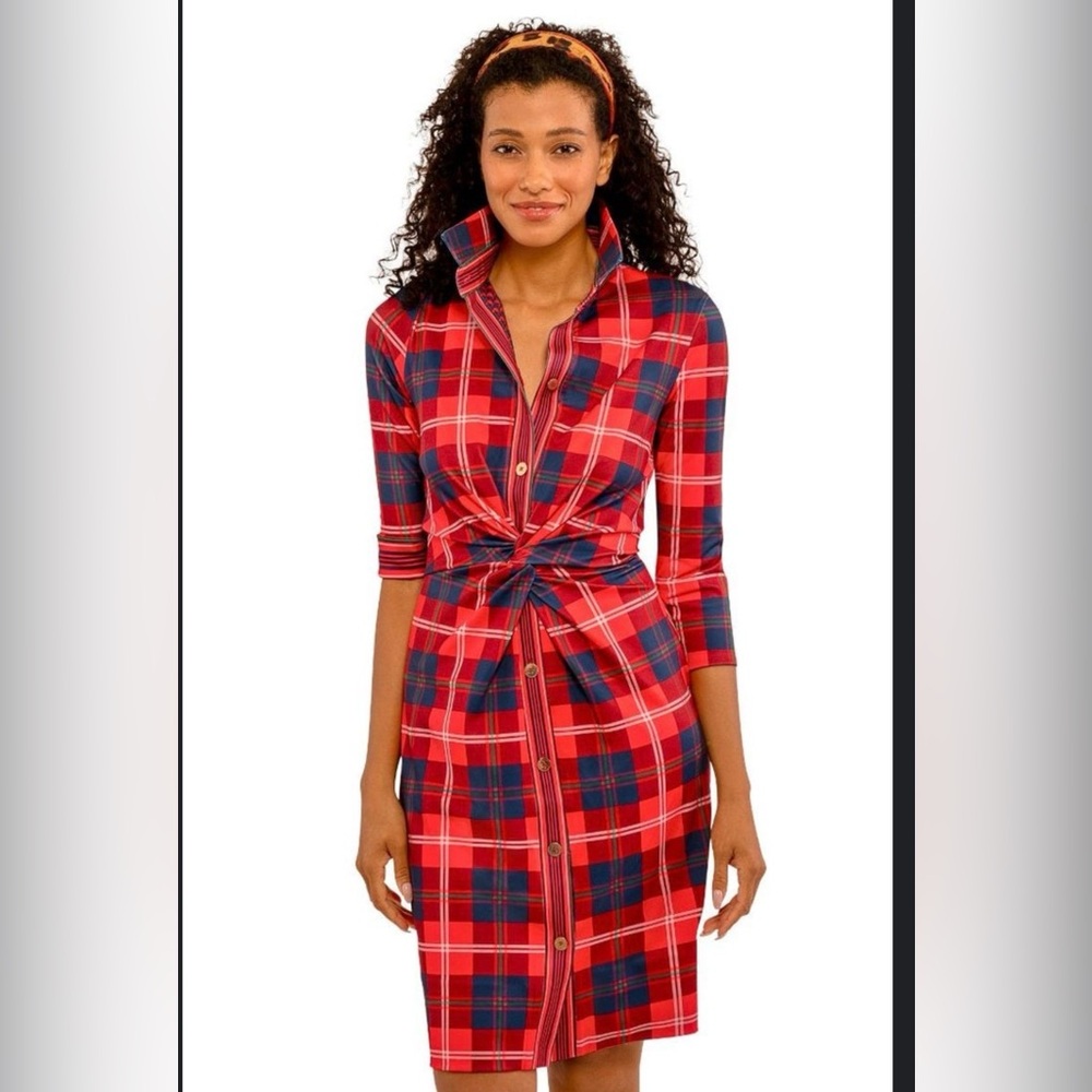 NWT Gretchen Scott Designs Twist and Shout Dress in Middleton Plaid Sz S